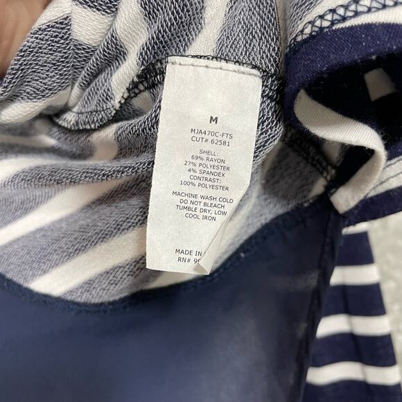 Moa Moa Blue Stripes Open Front Lightweight Cardigan - Size Medium- Sheer Panel - Picture 5 of 6